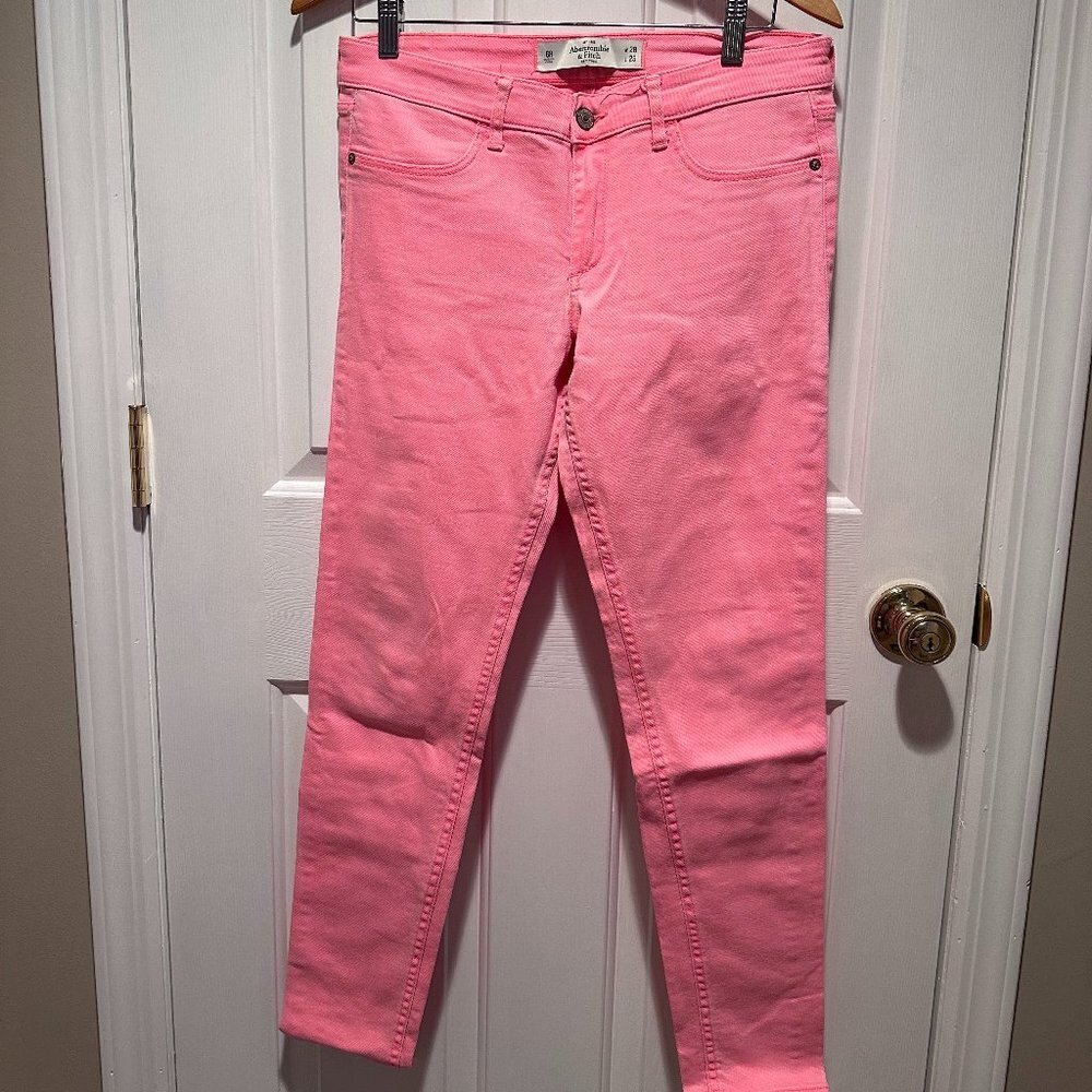 Abercrombie & Fitch Pink Skinny Ankle Jeans Women's 6R W28 L29